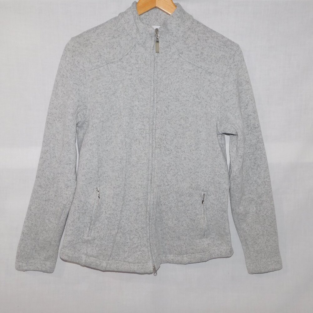 Callaway Golf Womens M Gray Full Zip Knit Fleece Sweater Jacket
